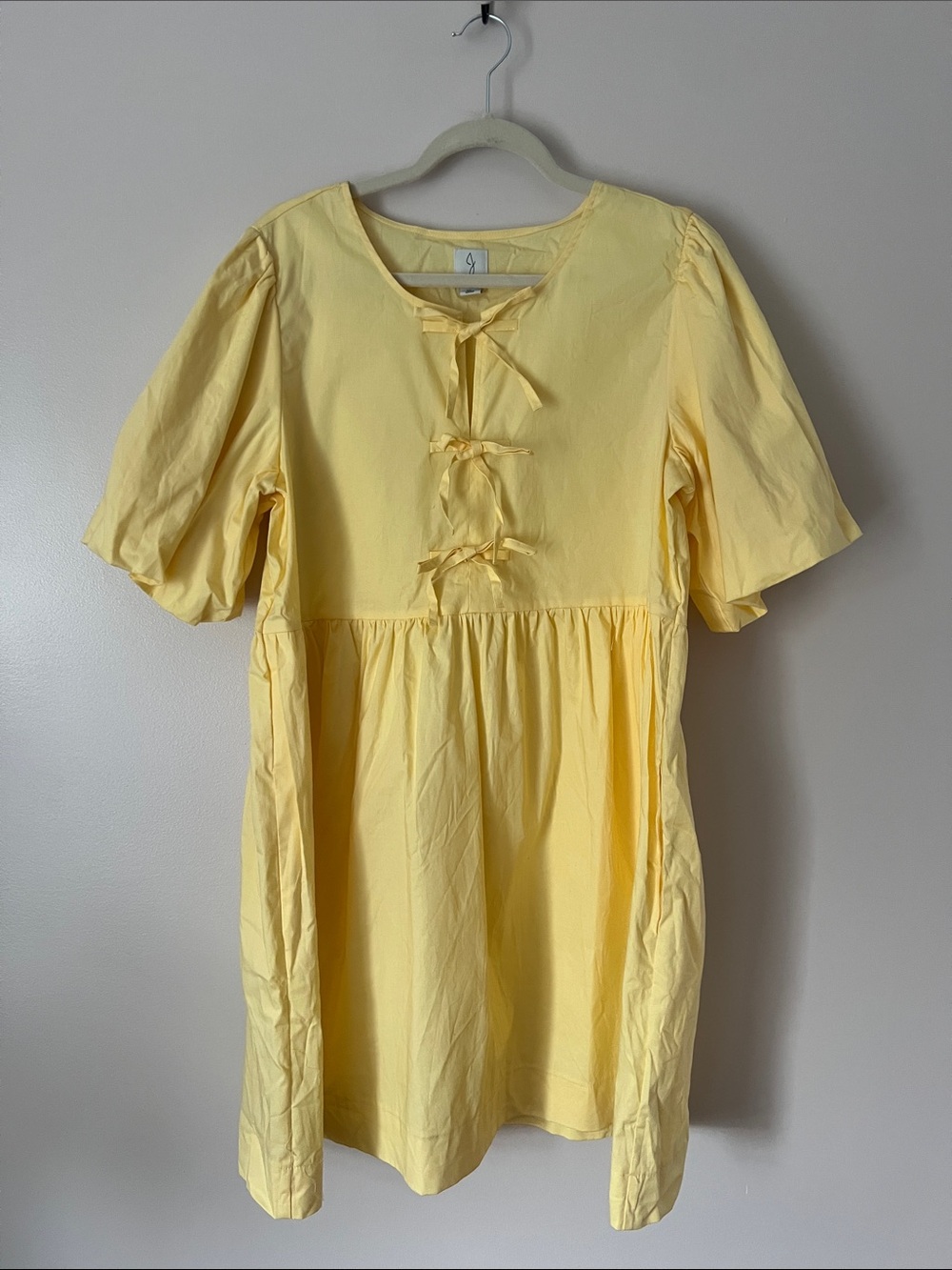 Joie Butter Yellow Bow Front Babydoll Mini Dress XL